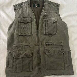 Vintage Orvis Mens XL Green Fishing Vest Vented Outdoors Safari Photography